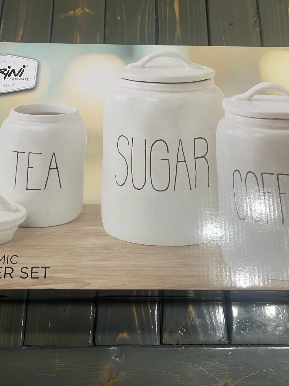 White Ceramic Tea, Sugar & Coffee Canister Set - Classic Countertop Storage